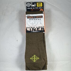 NEW Omni Wool Tactical Socks Brown Men Large Ultra Light Boot Liner LM109 Merino